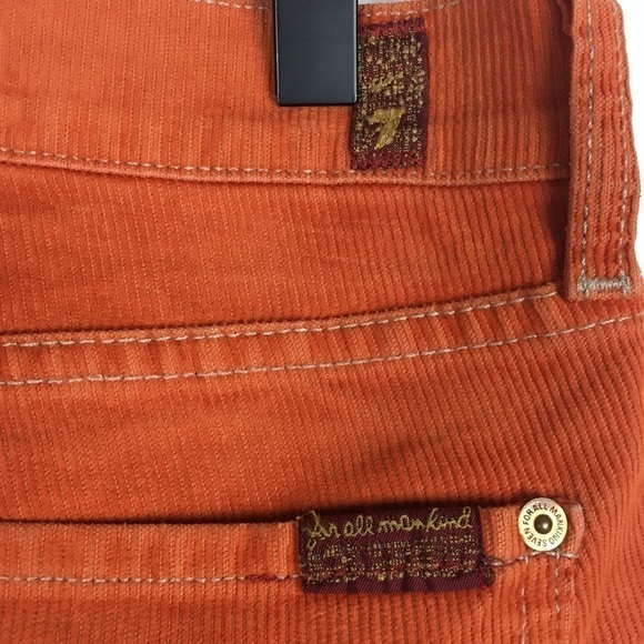 7 FOR ALL MANKIND Pants Corduroy Orange Ribbed Retro 70s Style Flare Size 29 - Picture 7 of 12